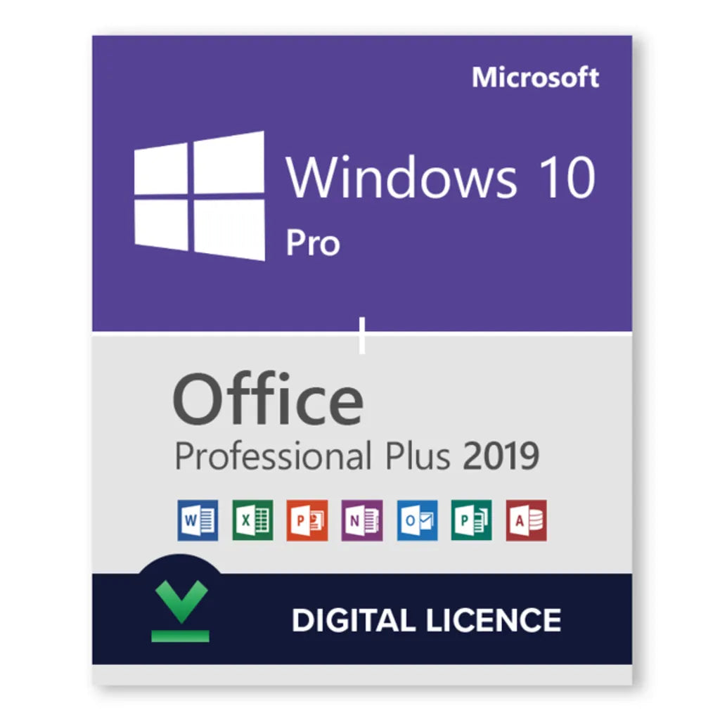 (Best offer) Windows 10 Pro + Microsoft Office 2019 Professional Plus Bundle - Online - 1 User